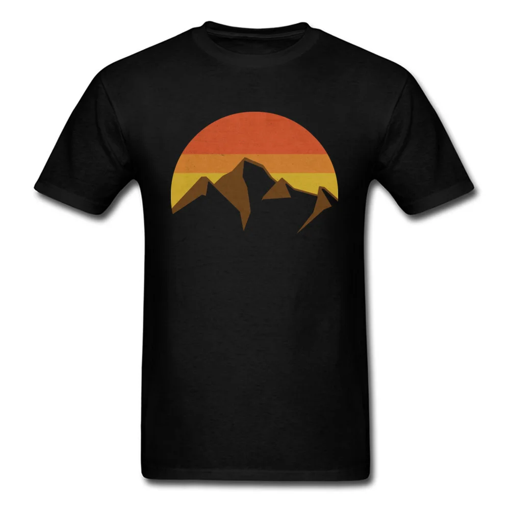 DesignCasual Short Sleeve Tees Summer/Fall New Design Round Collar 100% Cotton Fabric T Shirts Boy Top T-shirts Custom  peaks and summits and fall sun black