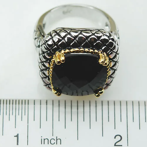 Кольцо F815 из серебра 925 пробы с черным ониксом Размер 6 7 8 9 10|ring request|ring fabricationring yellow