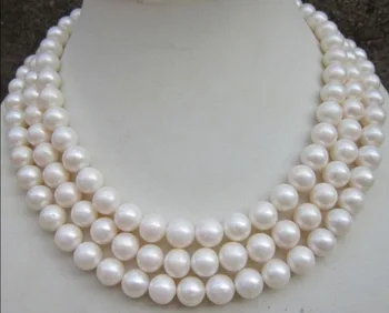 

8-9MM AAA NATURAL PERFECT ROUND SOUTH SEA WHITE PEARL NECKLACE 50"