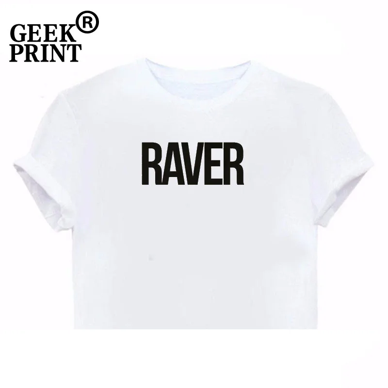 Женские топы футболка с принтом RAVER женская для танцев SWAG EDM Топ Fangirl IBIZA DJ подарки