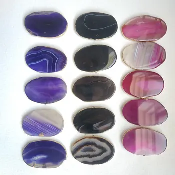 

5 pieces agate slices black red blue agates geode