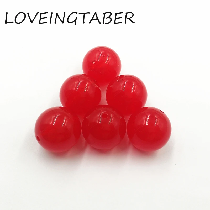 

(Choose Size First ) 6mm/8mm/10mm/12mm/14mm/16mm/18mm/20mm Red Chunky Acrylic Jelly Beads for Kids Jewelry