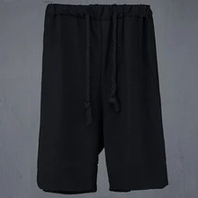 Мужские летние черные шаровары с низкой слонкой, мужские Бермуды для ночного клуба в стиле панк, хип-хоп, короткие штаны, певица