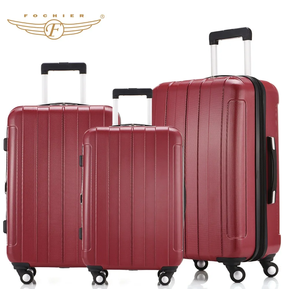 ABS PC 20 24 28 Red Waterproof Lightweight Hardside Travel Carry-on Luggage Suitcase 1 Piece Spinner 4 Wheels Fochier XQ018