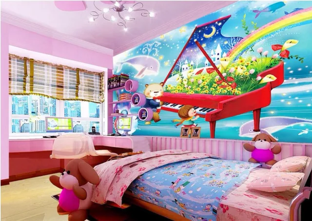 Custom Mural Photo Wall Paper Cartoon Piano Music Little Bear Custom Mural Photo Wall Paper Cartoon Piano Music Little Bear Children S Decor Painting