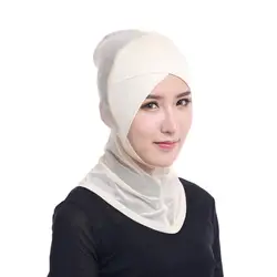 Модный пэчворк Для женщин хиджабы-шарфы Исламская шеи крышка капота полное покрытие Внутренняя Хиджаб Кепки женский головной убор Bone
