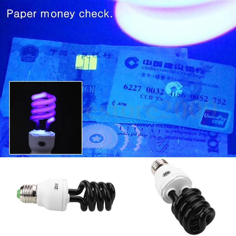 Small Screw Lamp Sterilize 20W Fluorescent E27 Ultraviolet Bulb Blacklight Lights Light Home Accessories Low Energy