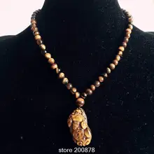 TNL305 натуральный тигровый глаз 6 мм круглые бусины ожерелье новинка Pixiu амулет фэншуй