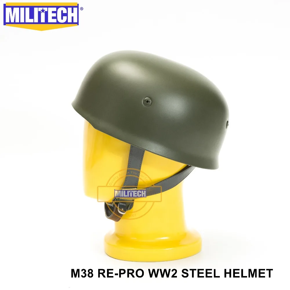 MILITECH OD WW2 немецкий М38 Стальной шлем WW II М38 зеленый немецкий парашютный шлем натуральная кожа 2 мировая война Немецкий М38 шлем