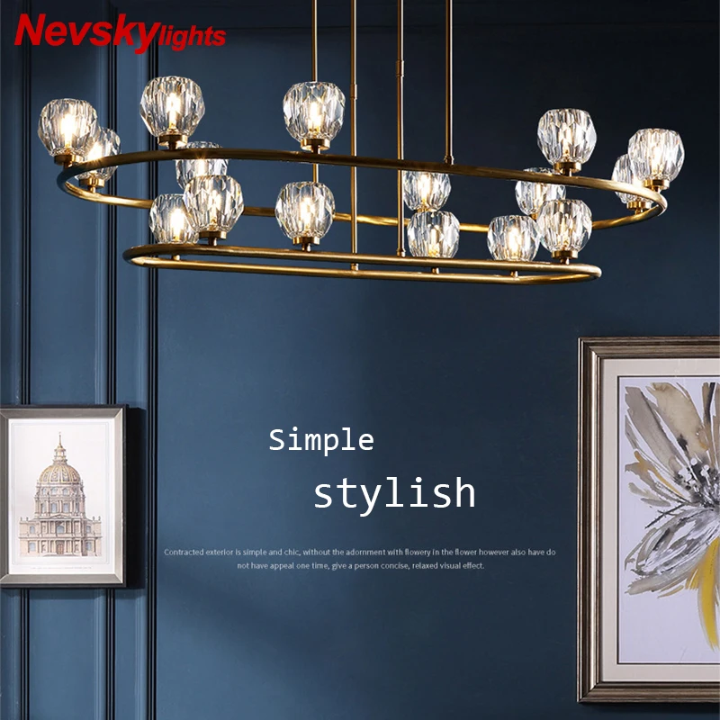 

Crystal led Light Fixtures for Living room Minimalism Copper led chandelier for dining lamparas de techo colgante cristal lamp