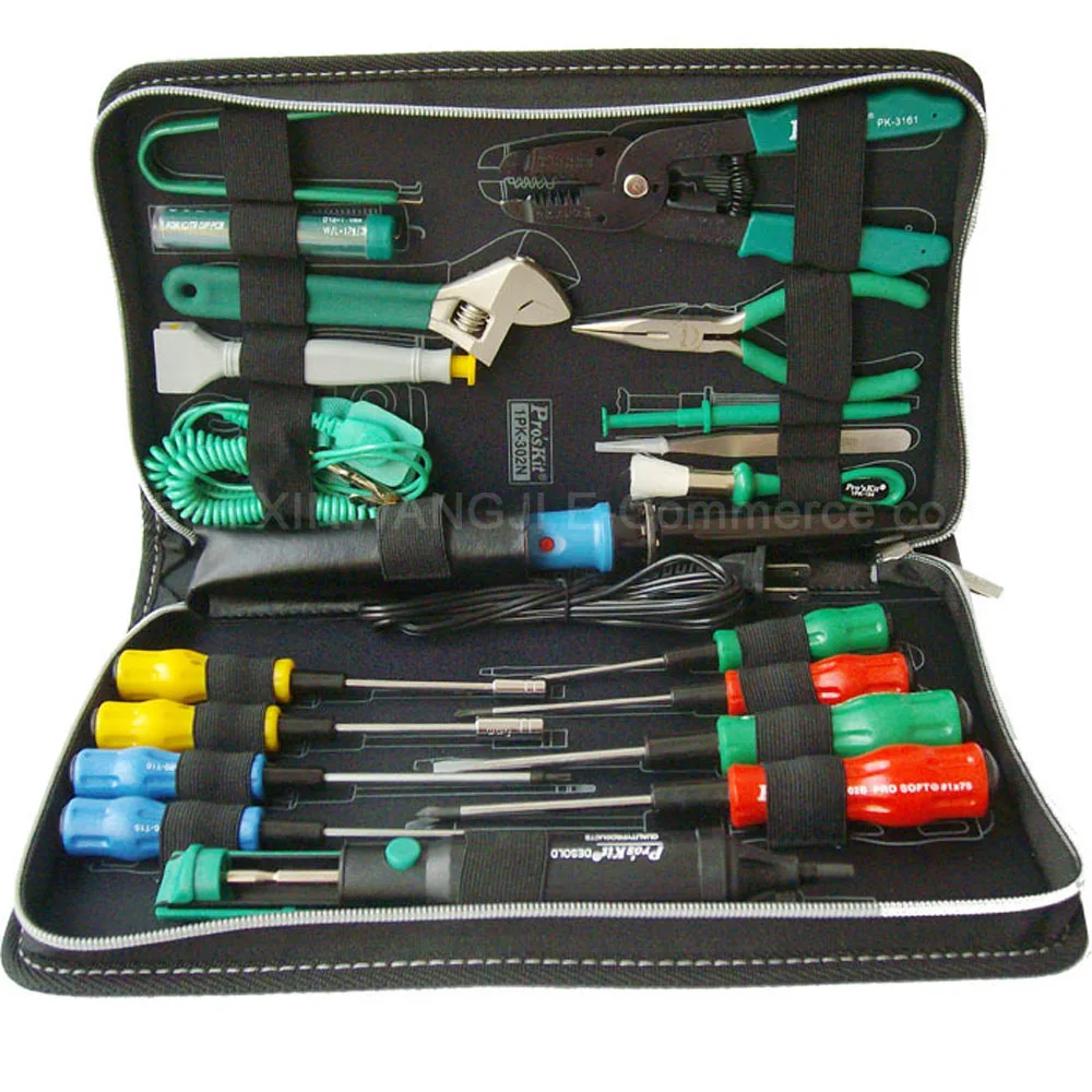 

Pro'skit 1PK-302NB-1 Electrical Appliances Computer Repair Tool Sets Screwdriver Pliers Soldering Iron Tin Pen Wrench Hand Tools