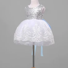 Новые модные платья принцессы для маленьких девочек кружевное Цветочное платье без рукавов с круглым вырезом и бантом вечерние торжественные платья