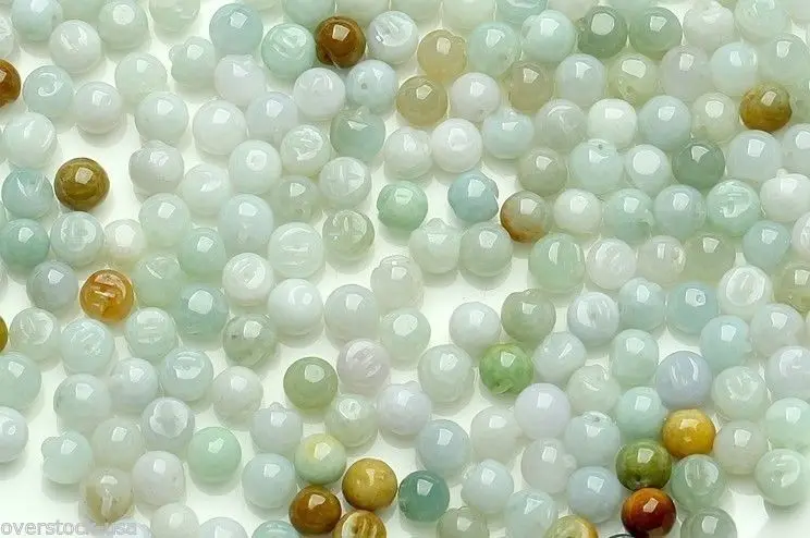 

50PCS Chinese Natural ICY Jade (Jadeite) Apple Beads / Size: 8-9mm (Wholesale)