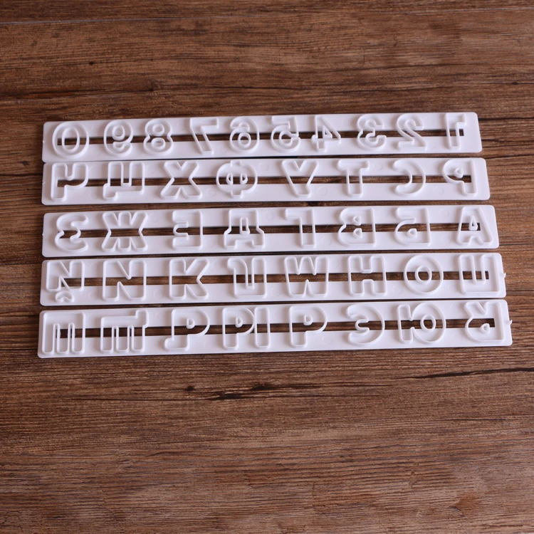 

Cake Tool 1 set=5 pcs Russian Alphabet Letters & Numbers Funky Stencil Cutter Set Biscuit Stamp Mould Tool Pastry