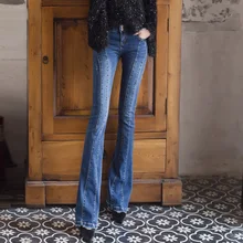 Модные расклешенные джинсы размера плюс 24-31, женские джинсы для девочек, брюки для скинни, женские джинсы