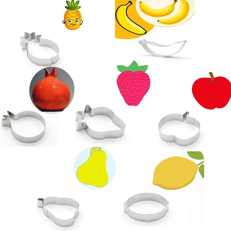 

7 Pcs/Set Stainless Steel Apple Banana Strawberry 7 Style Fruit DIY Cookie Biscuit Mould Cutter Mold Baking Decorating Tools