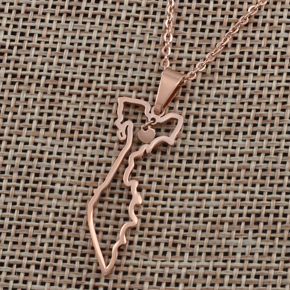 

Russia Kamchatka Peninsula Rose Color and Stainless Steel Pendant Necklace for Women Map of the Russians Jewelry Gift #J0000