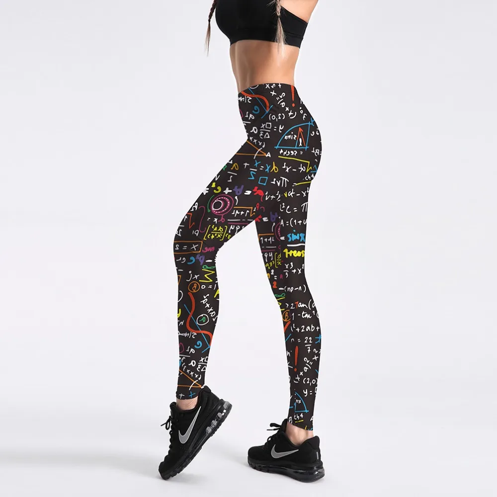 

3 Patterns New Design mathematical formula Print Women Fitness Leggings Plus Size Sweat absorp YES No Print White Pants