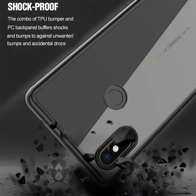 

For Xiaomi Mi Mix 2s case VPOWER Crystal Clear Phone protection soft + hard hybrid PC case for xiaomi mi mix 2s mix2s cover case