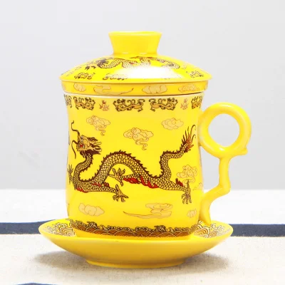 Ручная роспись керамический чайный сервиз синий и белый фарфор набор из четырех предметов с крышкой фильтр чашка Jinlong чашка для домашнего офиса чашка для питья - Цвет: 1piece