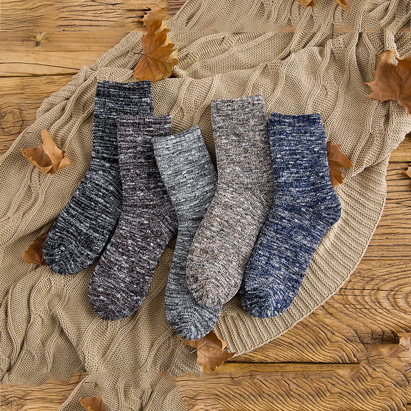 Новый Высокое качество Толстые для мужчин Socken брендовый, Деловой, Повседневный Хлопковые носки теплые однотонные зимние Calcetines