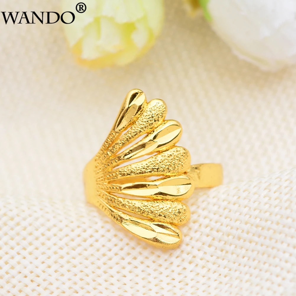 

Wando Phoenix Tail Ring For Women Middle East/Arab Gold Color Free size Ring Frosted gold Jewelry African Ethiopian Items R59