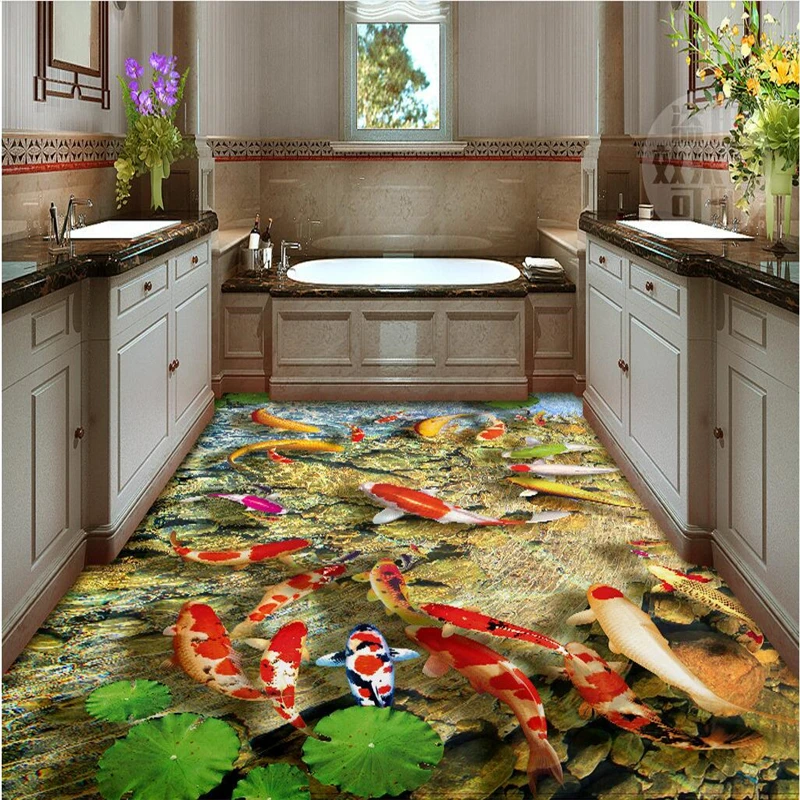 beibehang 3D floor wallpaper marine world shark 3D stereo outdoor painting floor vinyl floor waterproof self-adhesive wallpaper