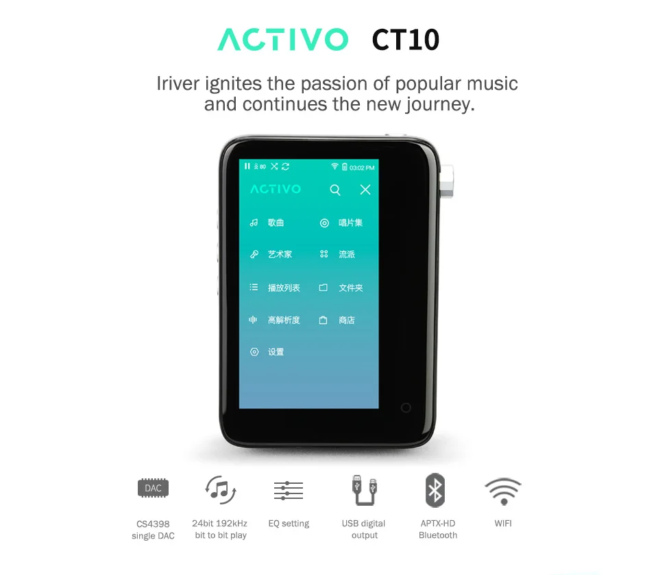 IRIVER ACTIVO CT10 HIFI плеер без потерь Музыкальный плеер полный сенсорный экран MP3 плеер портативный высококачественный плеер