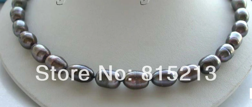 

ddh001031 Natural 15mm Rice black Pearl Necklace