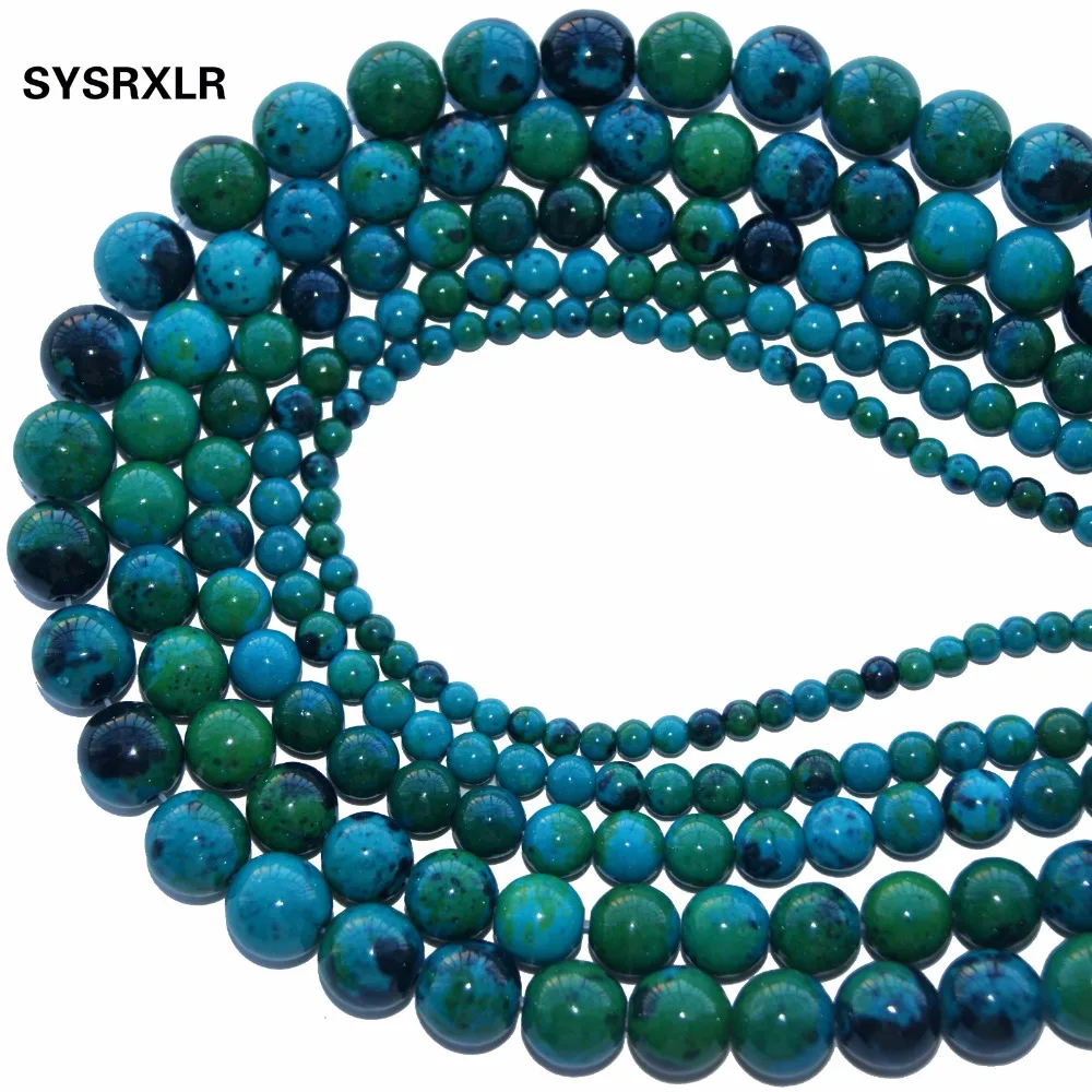 Новые натуральные камни, Хризоколла круглые бусины 1" нить 4 6 8 10 12 мм выбрать размер для самостоятельного изготовления ювелирных изделий браслет ожерелье