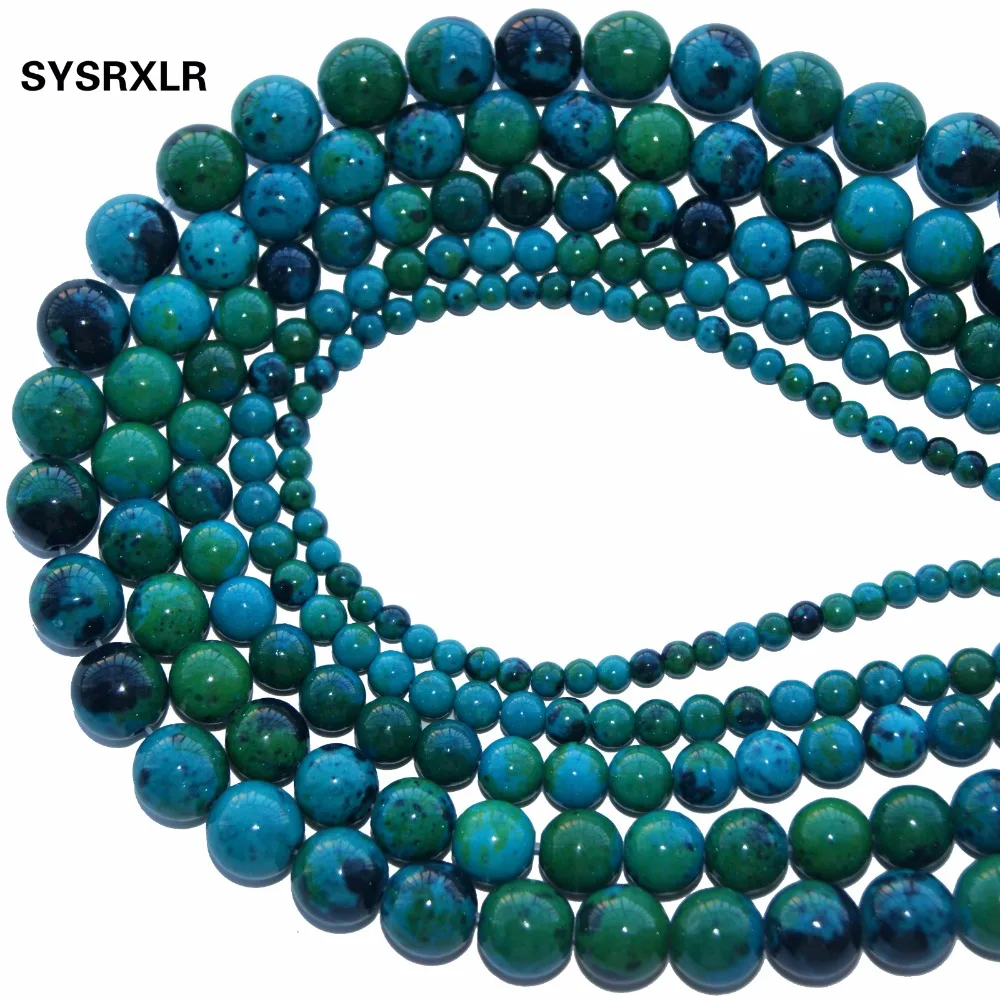 

New Natural Stone Chrysocolla Round Loose Beads 15" Strand 4 6 8 10 12 MM Pick Size For Jewelry Making DIY Bracelet Necklace