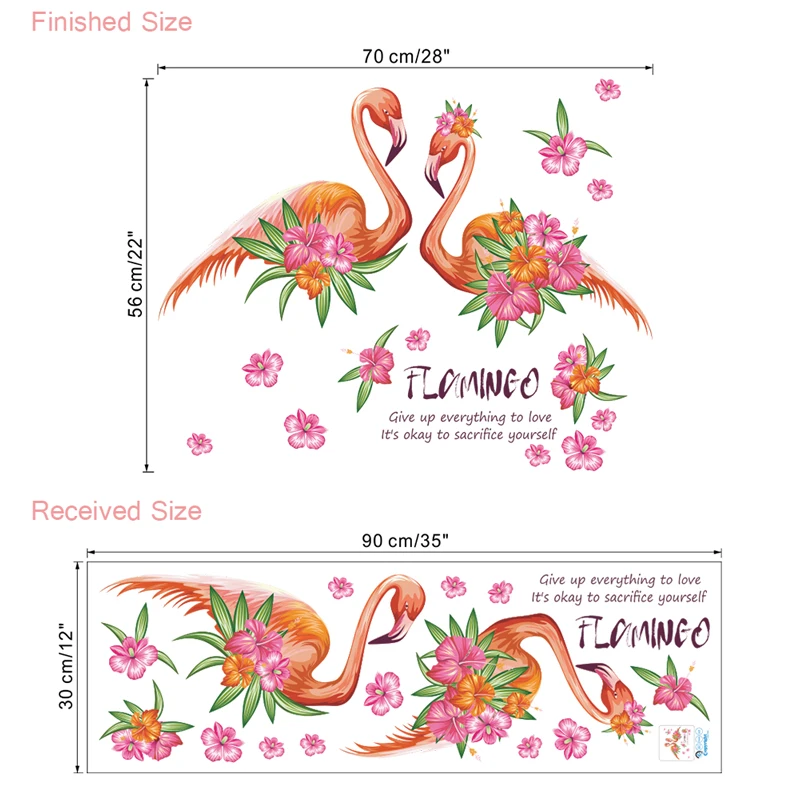 Страстный Фламинго цветок наклейки на стену домашний Декор Гостиная Спальня Мультфильм Настенная Наклейка с животными ПВХ Фреска Искусство Diy плакат