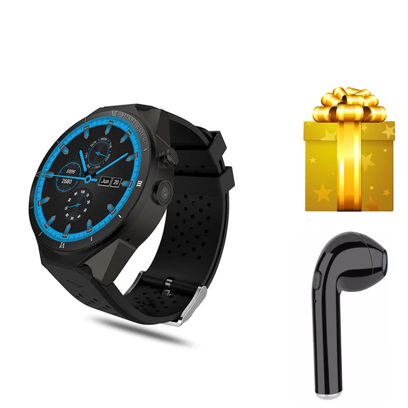 

Original Kingwear GPS smartwatch men's smart watch compatible with ios and android with heart rate monitor Android 7.0 16GB/ROM