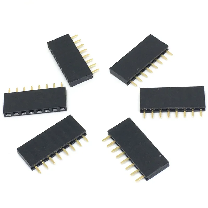 100Pcs 8 Pins 18 1X8p Single Row 1x8 Ways 2.54mm Spacing Female Pin Header Connector 4