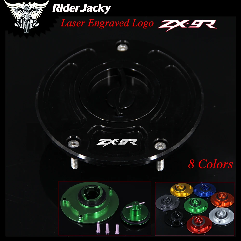 

8 Colors Black Motorcycle Keyless Laser Logo Motorcycle Gas Cap Fuel Tank Cap Cover For Kawasaki ZX-9R ZX9R 2000-2003 2001 2002