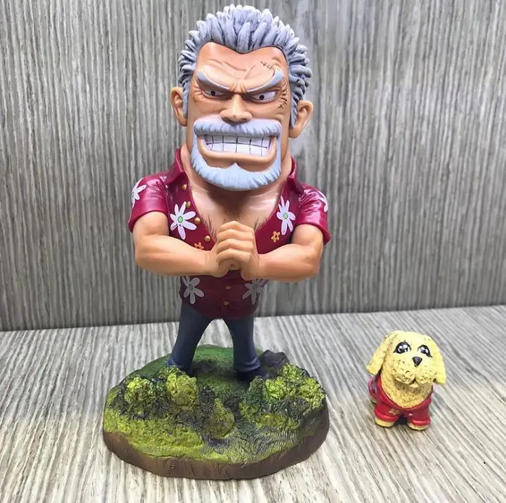 

Anime ONE PIECE Old Monkey D Garp Hawaii Style Shirt Figure PVC Action Collectible Model Doll Toys Gifts With Box 17cm