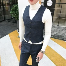 Plaid Vests For Men Slim Fit Mens Suit Vest Male Waistcoat Gilet Homme Casual Sleeveless Formal Business Formal Dress Plus size Plaid Vests For Men Slim Fit Mens Suit Vest Male Waistcoat Gilet Homme Casual Sleeveless Formal Business Formal Dress Plus size
