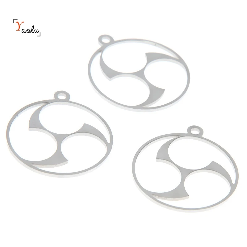 

5pcs/lot Mitsu Tomoe charm Mitsu Tomoe Stainless steel Charm pendant 28x25mm