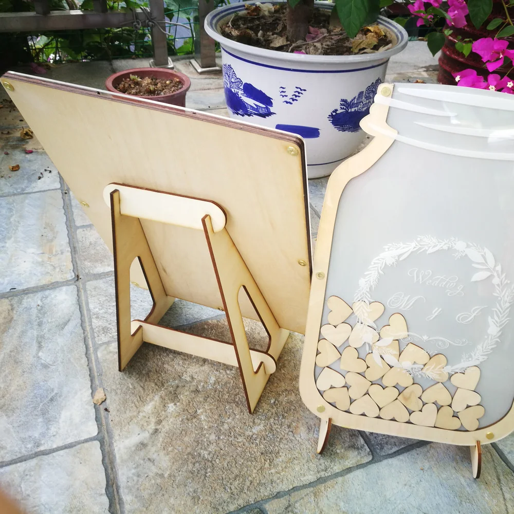 Personalised Wedding Guest book, Custom Drop top Drop box wedding alternative GuestBook with 60-100 hearts, Rustic Wedding Gift5