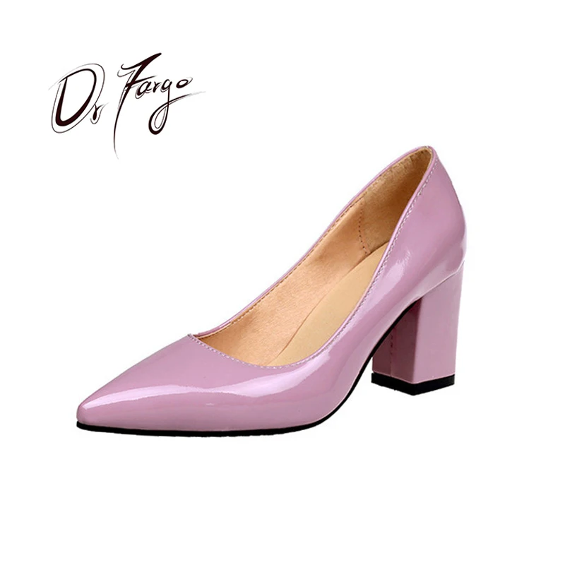DRFARGO Women's Shoes 6cm 7.5cm Block Heel Pointed Toe Shoes Women High ...