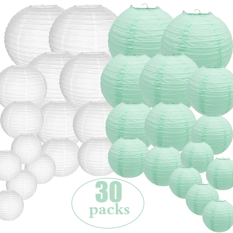 mint and white paper lanterns 2