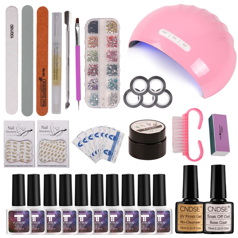

36w UV LED Lamp Mirror Nail Laser Powder Nail Glitter with 4pcs Gel Varnish Manicure Set Nail Polish Set for Manicure nail art