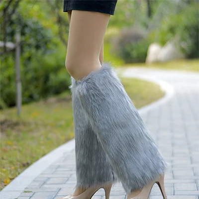 Новые популярные зимние меховые ножки гетры женские модные мягкие чехлы для обуви из искусственного меха однотонные женские носки для обуви крышка от 15 до 20 см Da666 - Цвет: Da001-7 20CM