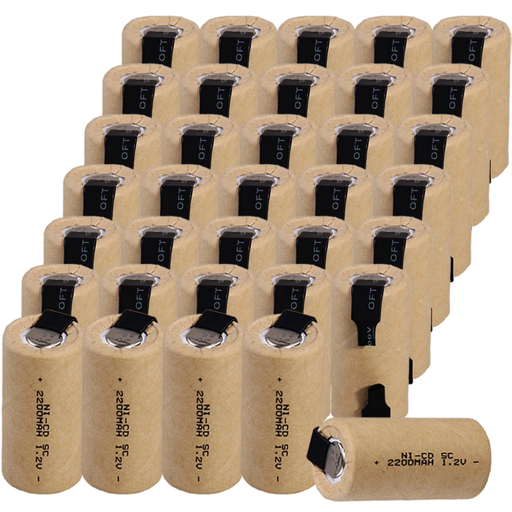 

real capacity 35 piece SC battery 1.2v NICD SUBC batteries rechargeable 2200mAh 4.25cm*2.2cm battery for power tools akkumulator