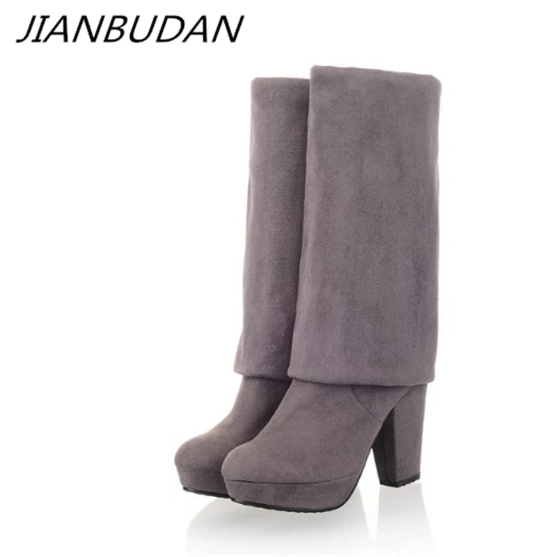 

JIANBUDAN women's winter boots Sexy thigh high boots women over the knee boots High quality flock Autumn boots size 35-43