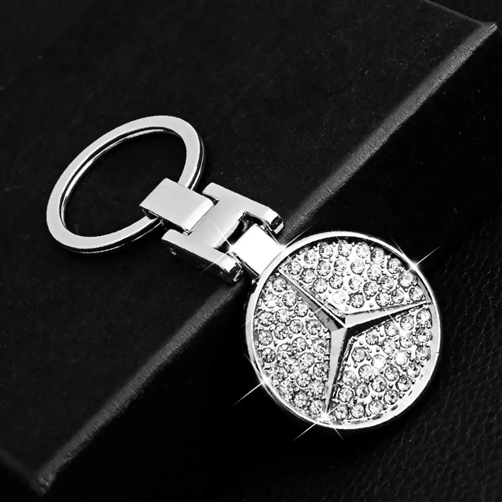 

Mercedes Benz 3D Car Key Chain Accessories with Shining Crystal, Double Sided Zinc Alloy Keyring Logo Car Keychain with Gift Box