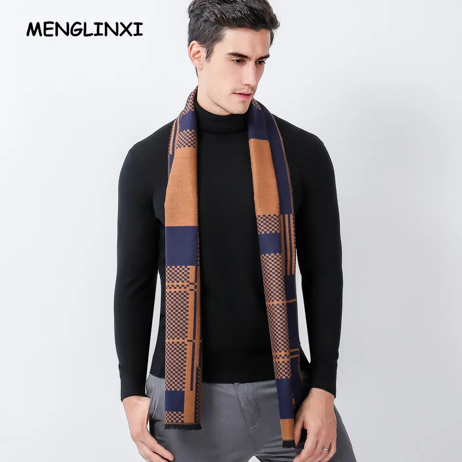 Luxury Brand Cashmere Scarf Men Autumn Winter Warm Scarves Fashion