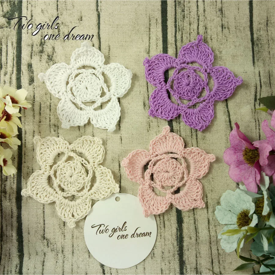 DIY Multicolor 8cm Flowers Coaster Handmade Crochet Doilies Wedding Table Decor Doily Placemat Clothes Accessories 50pcs/lot | Дом и сад