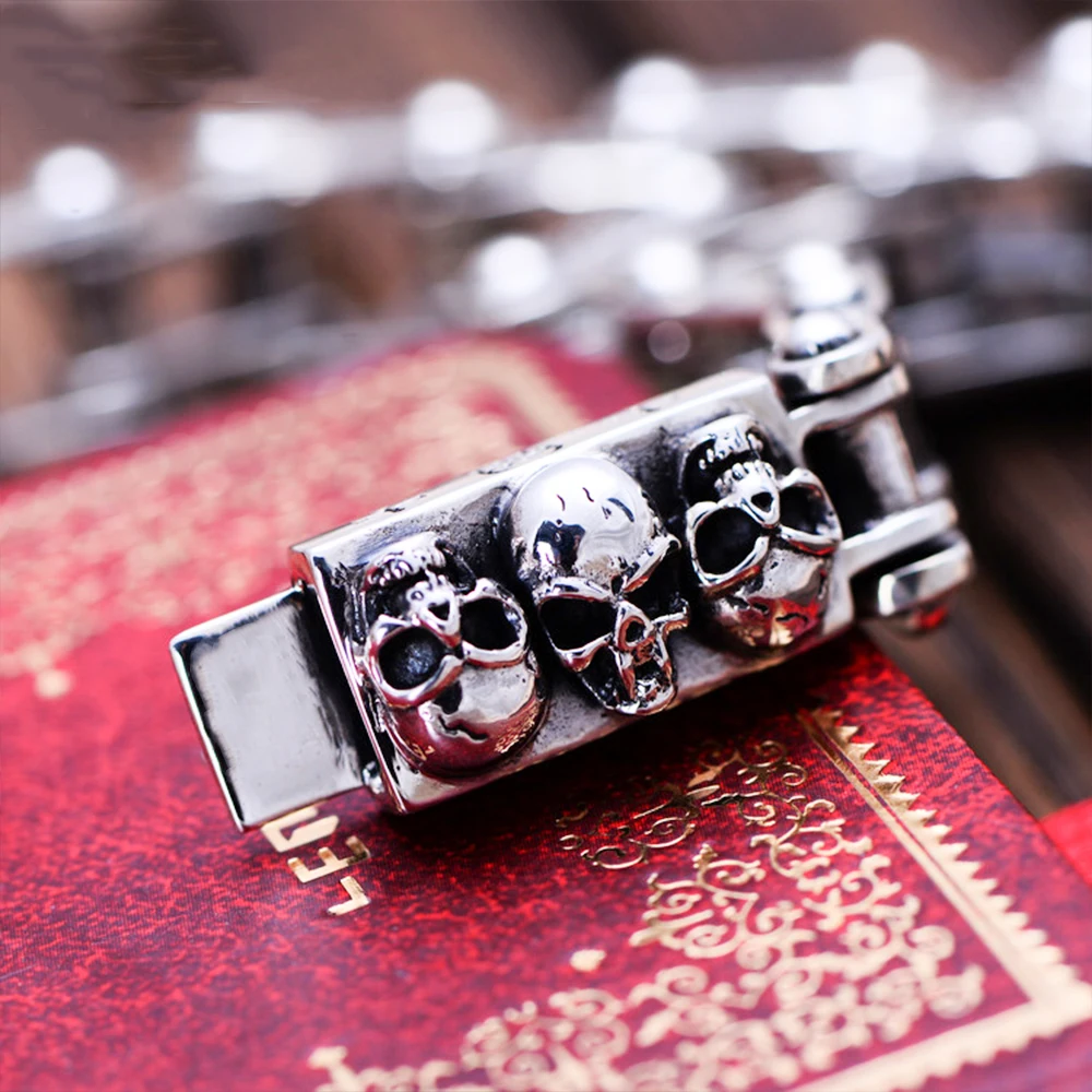 Цельный 925 пробы Серебряный локомотивный браслет для байкеров, Мужской панк-рок, тайский серебряный браслет с черепом, модное ювелирное изделие, подарки