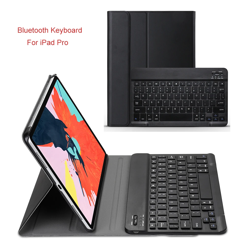 

For New iPad Pro 11 Case With Wireless Bluetooth Keyboard Leather Stand Smart PU Full Protective Cover For iPad Pro 11 inch 2018
